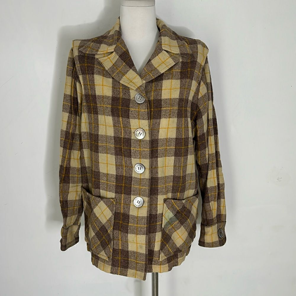 Vintage 40s Monterey Club Sportswear Plaid Wool Shacket As Is